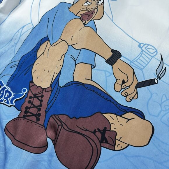 VTG Jafari Outfitters Fat Albert Cartoon Blunt Shirt Men's XL All Over Print SS - Picture 12 of 13